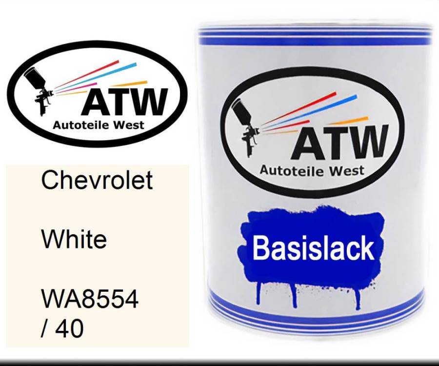 Chevrolet, White, WA8554 / 40: 1L Lackdose, von ATW Autoteile West.